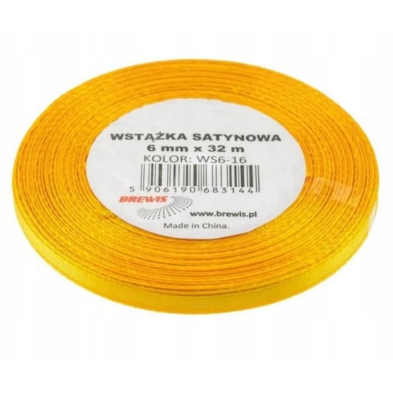 Wstążki satynowe  6mm/32m żółte AX06-14