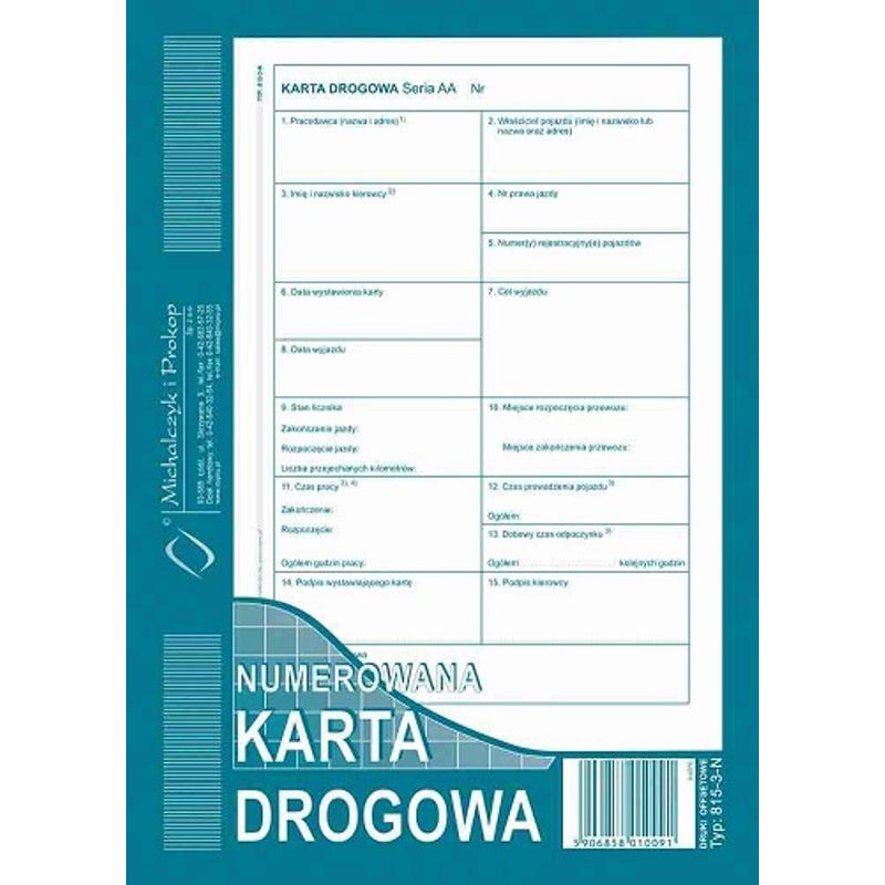 Druk Karta Drogowa A5 SM 101 815-3N