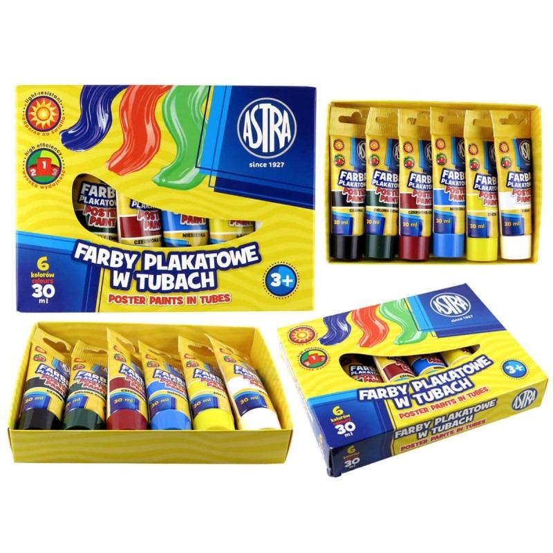Farby plakatowe   6 kolorów w tubkach 30 ml Astra