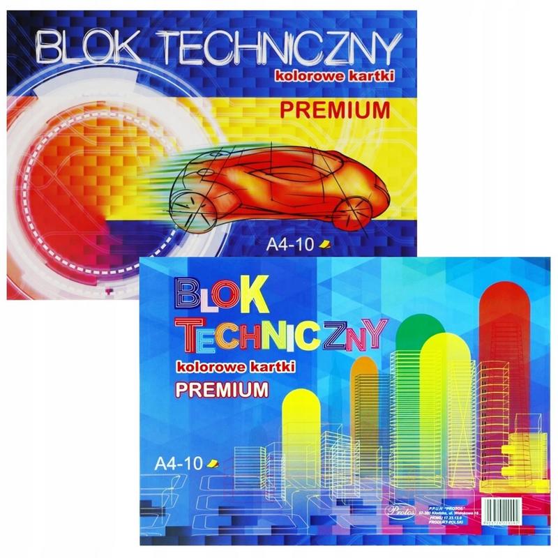 Blok A4 Techniczny kolorowy PROTOS 170g