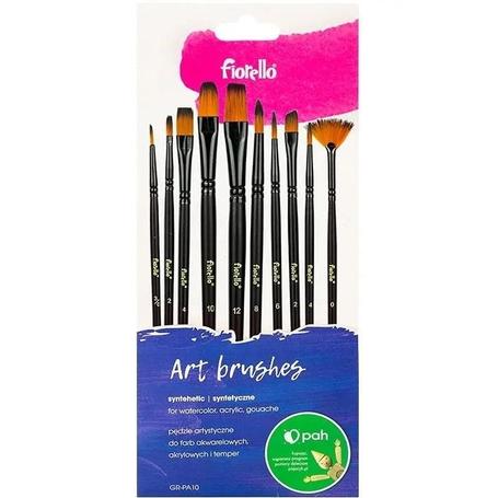 Pędzle zestaw 10szt różnych FIORELLO GR-PA10
