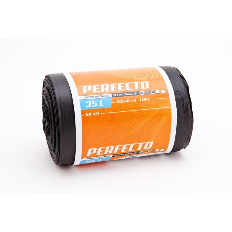 Worki   35l na odpady, czarne PERFECTO a 50szt. LDPE