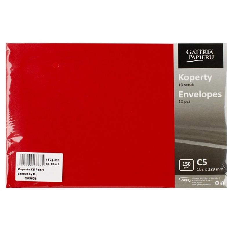 Koperta ozdobna C5 Pearl Czerwony 150g 280638  a 10szt.