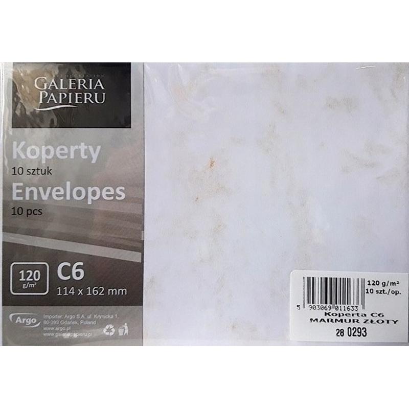 Koperta ozdobna C6 Marmur złoty 120g 280293  a 10szt.