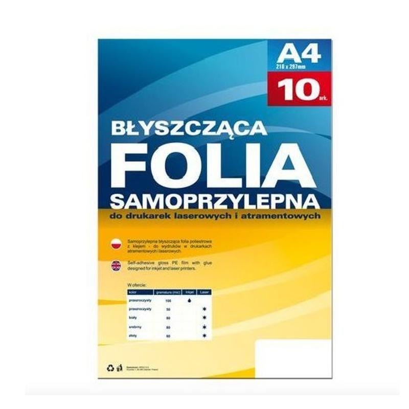 Folia do drukarek laserowych A4 100mic - samoprzylepna