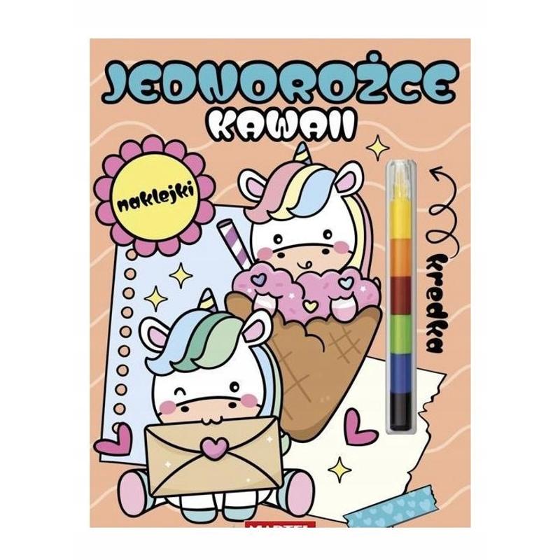 MARTEL Kolorowanka JEDNOROŻCE KAWAII  a'8szt. + naklejki i tęczowa kredka