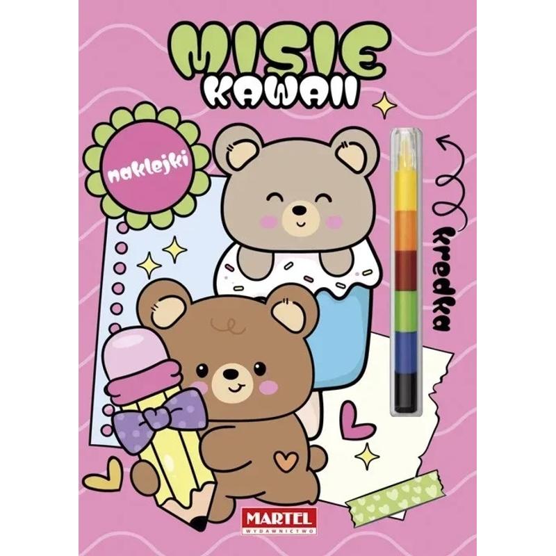 MARTEL Kolorowanka MISIE KAWAII  a'8szt. + naklejki i tęczowa kredka