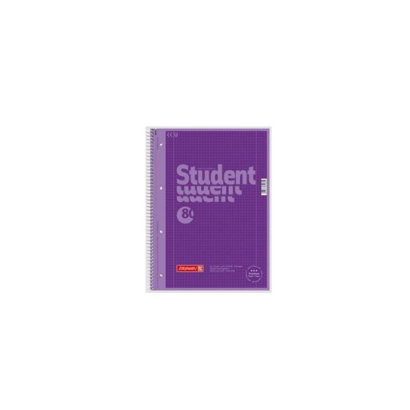 Kołozeszyt A4  80k BRUNNEN PREMIUM Purple w kratkę - gramatura papieru 90g/m2