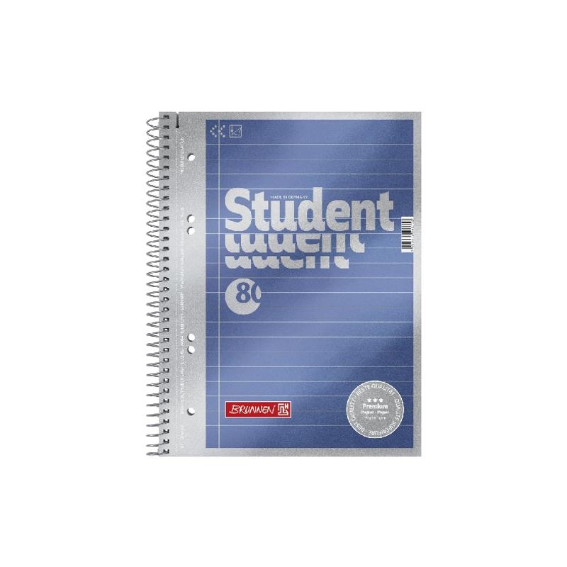 Kołozeszyt A5  80k BRUNNEN PREMIUM Navy blue w linię - gramatura papieru 90g/m2