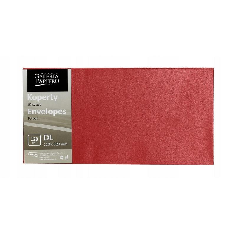 Koperta ozdobna DL Pearl czerwony a 10szt. 280117