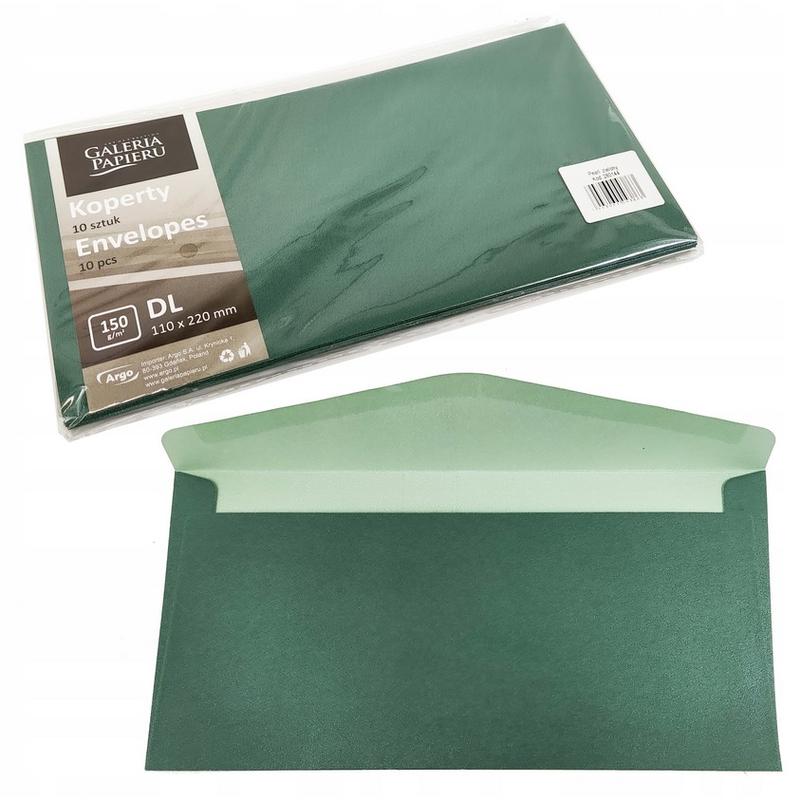 Koperta ozdobna DL Pearl zielony  a 10szt. 280144