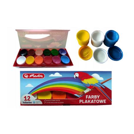 Farby plakatowe HERLITZ 12+2- 14 kolorów 20ml