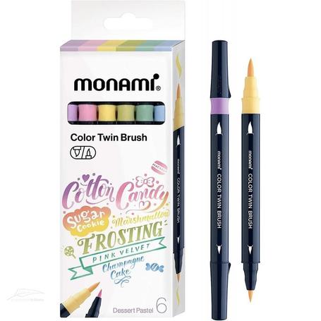 Pisaki MONAMI 12 kolorów dwustronne, pędzelkowe BRUSHPEN Dessert Pastel - a'6szt.