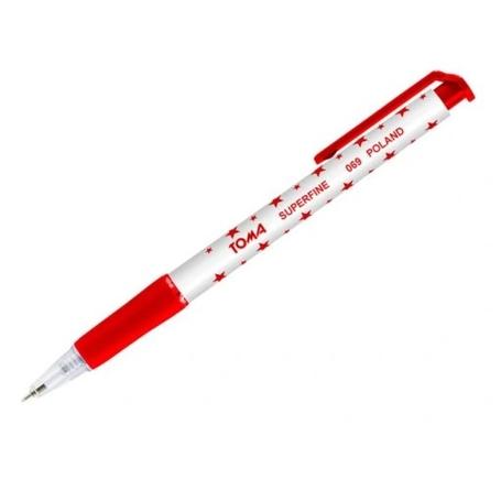 Długopis TOMA 069 SUPERFINE automatyczny czerwony