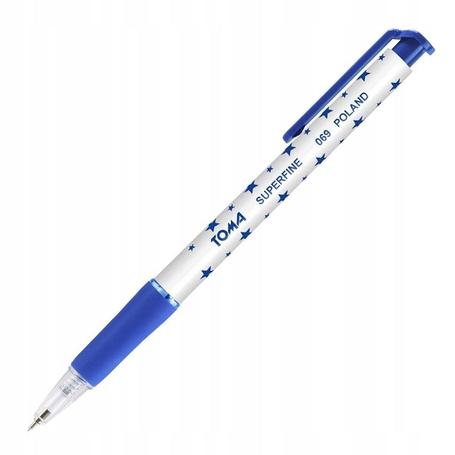 Długopis TOMA 069 SUPERFINE automatyczny niebieski