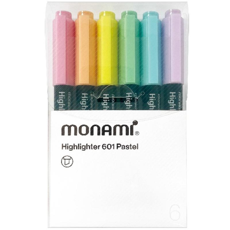 Zakreślacze w pisaku MONAMI 601 pastelowe -  mix 6 kolorów