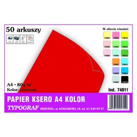 Papier A4 kolor 50 arkuszy TYPOGRAF (74011) - czerwony