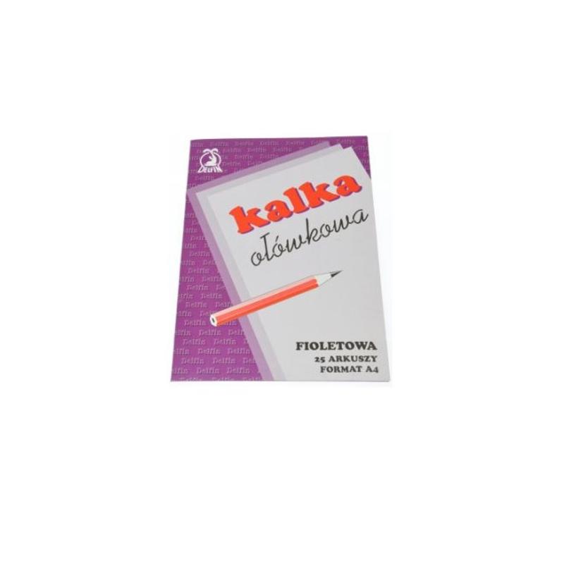 Kalka A4 Ołówkowa 25 arkuszy DELFIN fioletowa