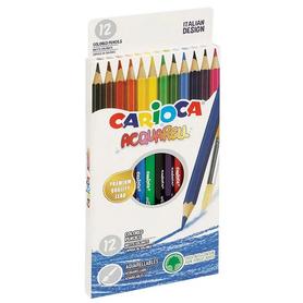 Kredki  ołówkowe 12 kolorów akwarelowe Carioca metalowe pudełko