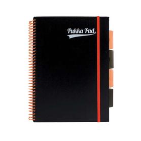 Notes B5 na spirali 200 stron PUKKA PAD Project Book - NEON 3085S-PPN z gumką - czarno pomarańczowy