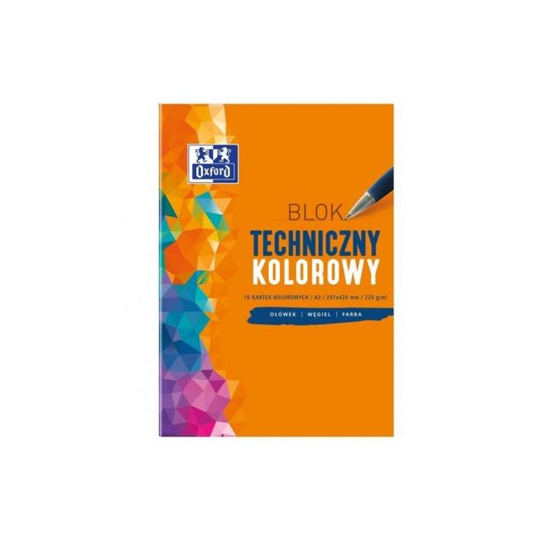 Blok A3 Techniczny Kolorowy OXFORD 10 kartek  225 g/m2