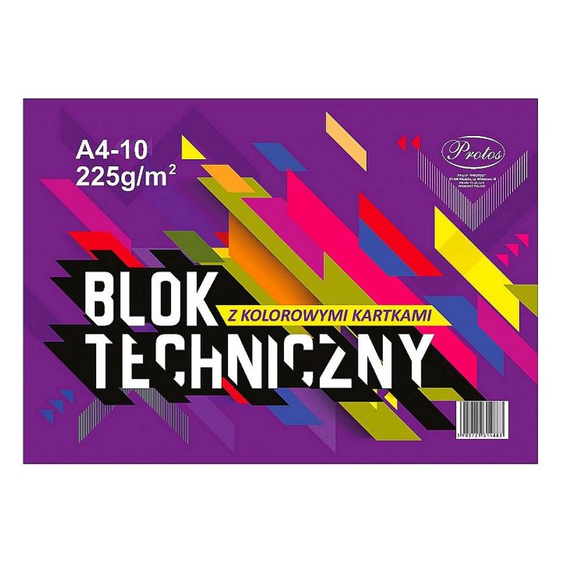 Blok A4 Techniczny kolorowy PROTOS 225g a'10kartek